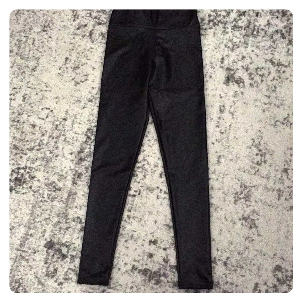 Black faux leather leggings